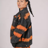 Oversized Orange Tie Dye Denim Jacket