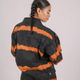 Oversized Orange Tie Dye Denim Jacket