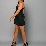 Black Mini Dress With Diamante & Front Bow