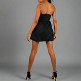 Black Mini Dress With Diamante & Front Bow