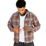 BROWN CHECK CROPPED FANNEL SHIRT
