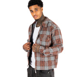 BROWN CHECK CROPPED FANNEL SHIRT