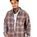 BROWN CHECK CROPPED FANNEL SHIRT