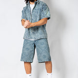 Paisley Jacquard Relaxed Denim Shirt
