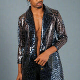 Blue Leopard Transparent Vinyl Trench Coat