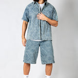 Paisley Jacquard Relaxed Denim Jorts
