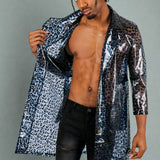 Blue Leopard Transparent Vinyl Trench Coat