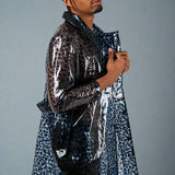 Blue Leopard Transparent Vinyl Trench Coat