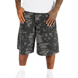 Black Floral Printed Denim Jorts