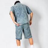 Paisley Jacquard Relaxed Denim Shirt