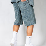 Paisley Jacquard Relaxed Denim Jorts