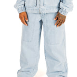 Bleach Wash Denim Baggy Carpenter Jeans