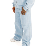 Bleach Wash Denim Baggy Carpenter Jeans