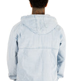 OVERSIZED BLEACH WASH DENIM HOODED JACKET