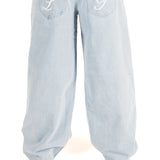 Bleach Wash Denim Baggy Carpenter Jeans