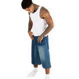 Inidigo Blue Patchwork Extra Baggy Denim Jorts