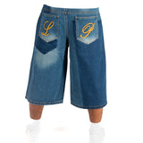 Inidigo Blue Patchwork Extra Baggy Denim Jorts