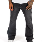 Washed Black Contrast Stitch Stacked Flare