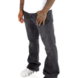 Washed Black Contrast Stitch Stacked Flare