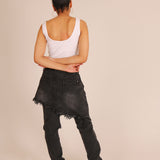 Black Distressed Jeans With Over Skirt Layer