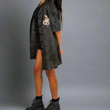 Snake & Moon Embroidered Shirt Dress
