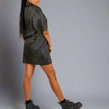 Snake & Moon Embroidered Shirt Dress