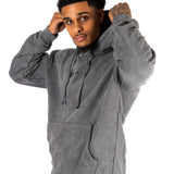 ACID WASH GREY FADED TEXT PRINTED HOODIE