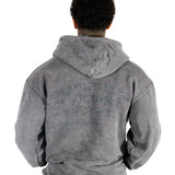 ACID WASH GREY FADED TEXT PRINTED HOODIE
