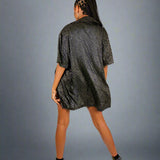 Snake & Moon Embroidered Shirt Dress
