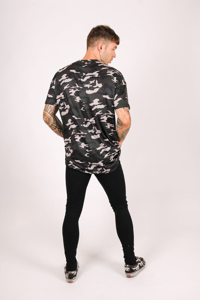 Oversized Camo Print T-Shirt