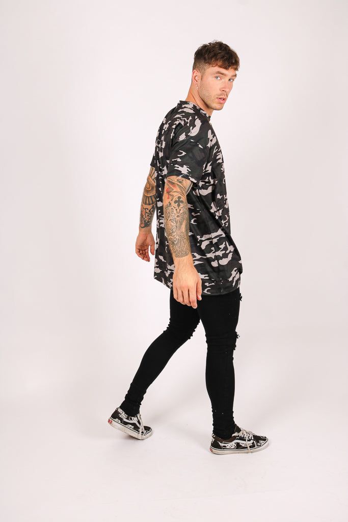 Oversized Camo Print T-Shirt