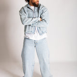 Relaxed Baggy Rhinestone Detail Jeans in Vintage Wash