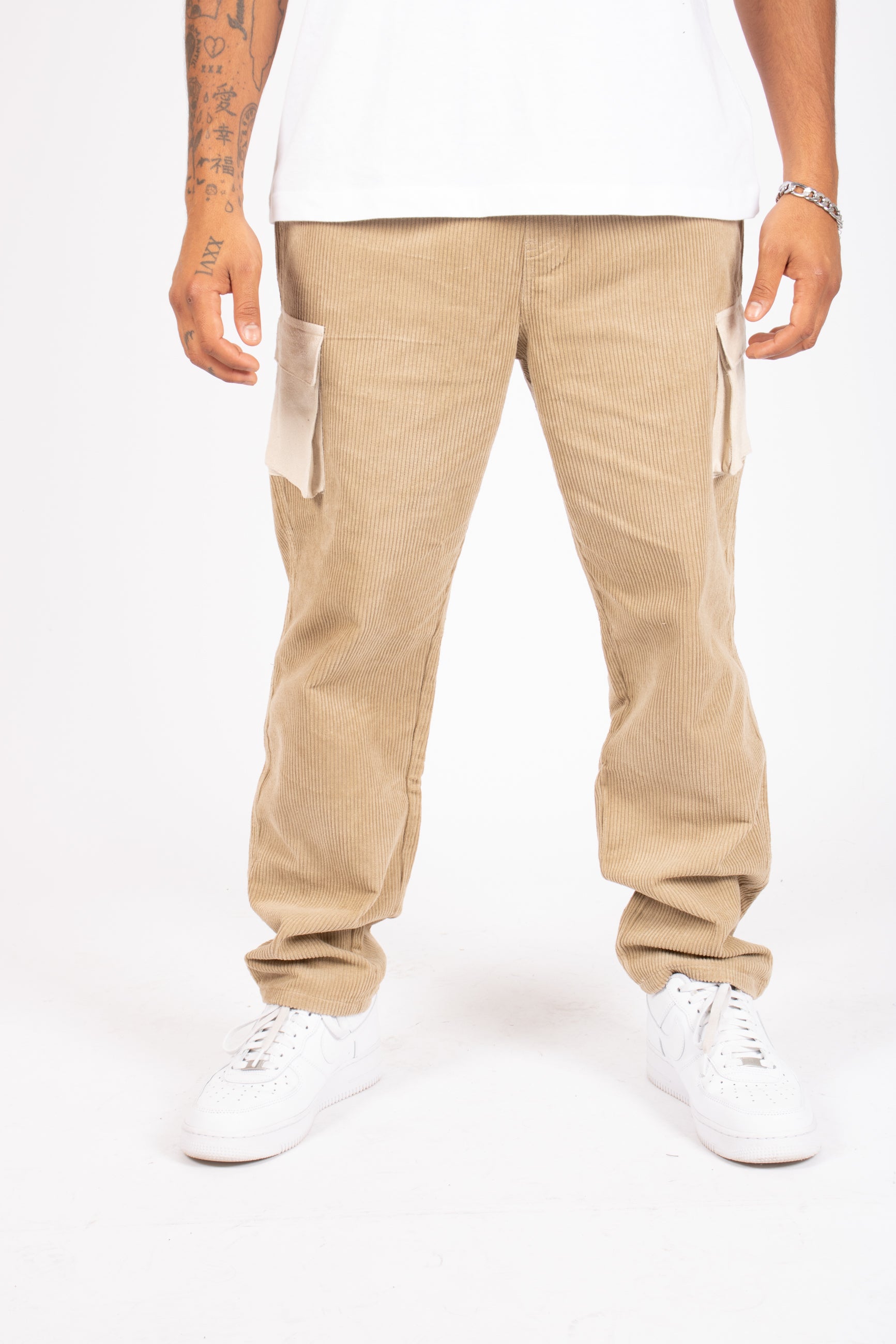Varsity Beige Straight Corduroy Trouser