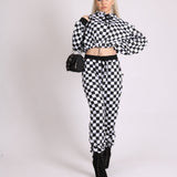 Checkered Cropped Hoodie & Jogger