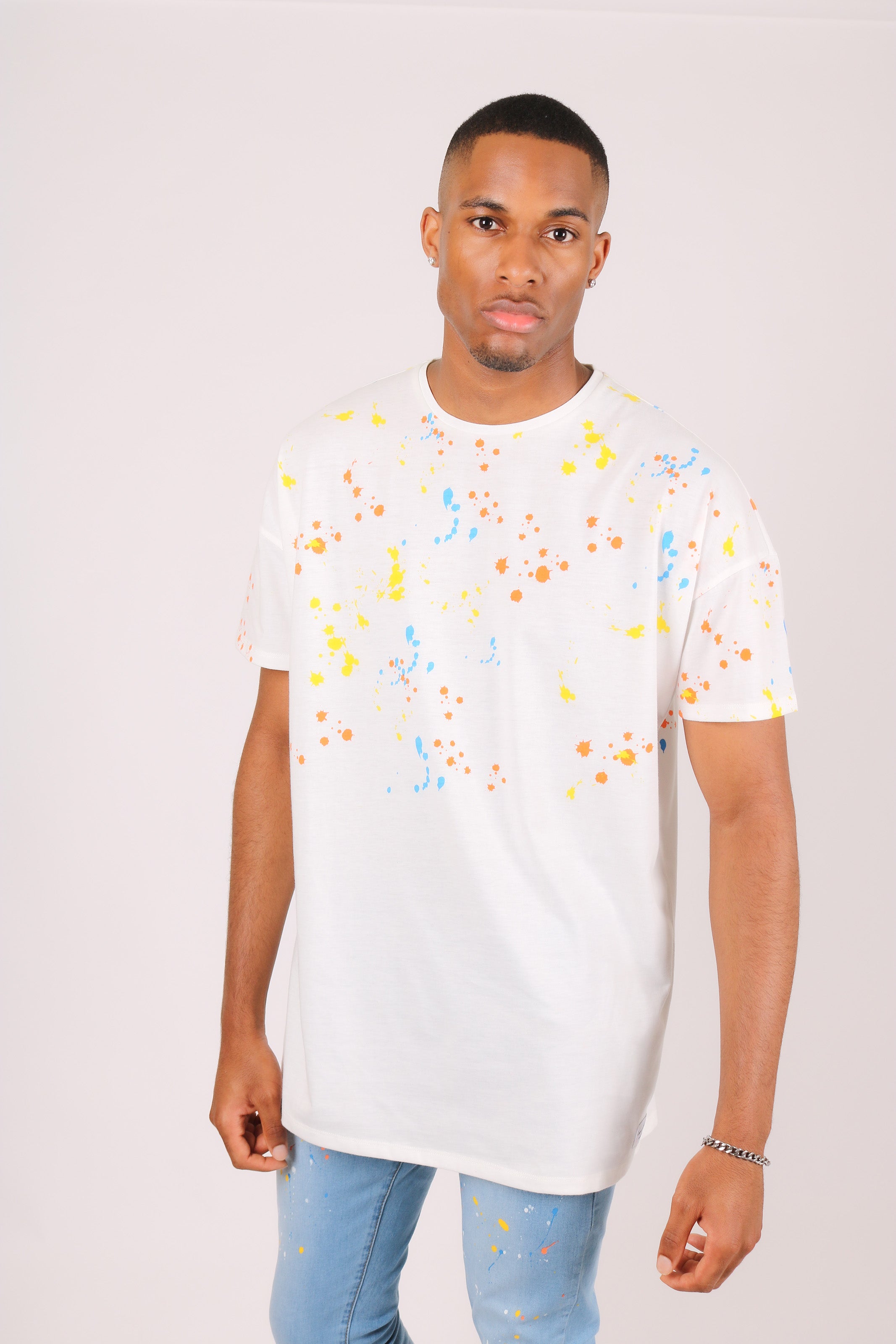 Oversized White Paint Splatter T-Shirt