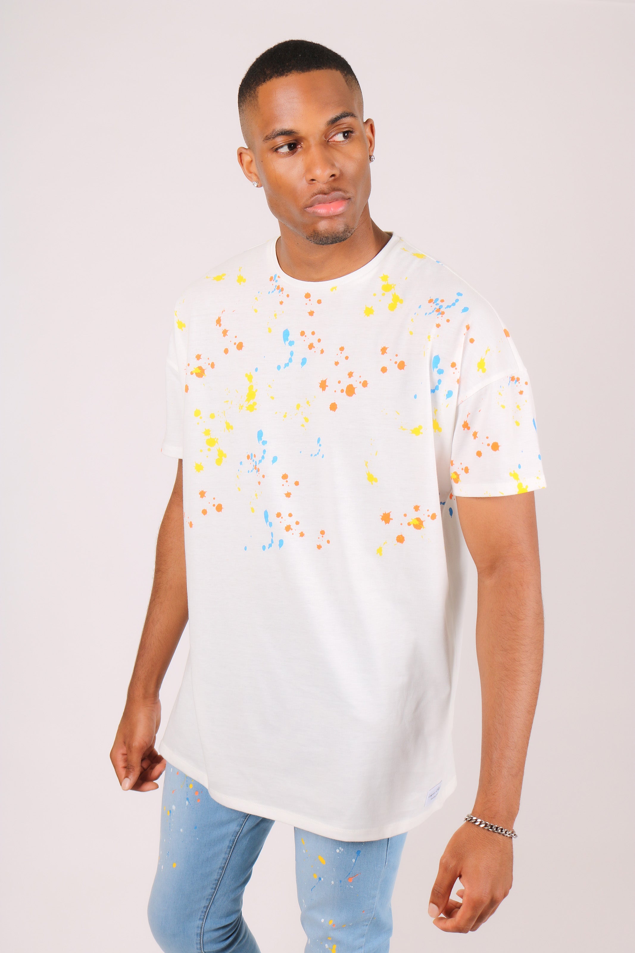 Oversized White Paint Splatter T-Shirt