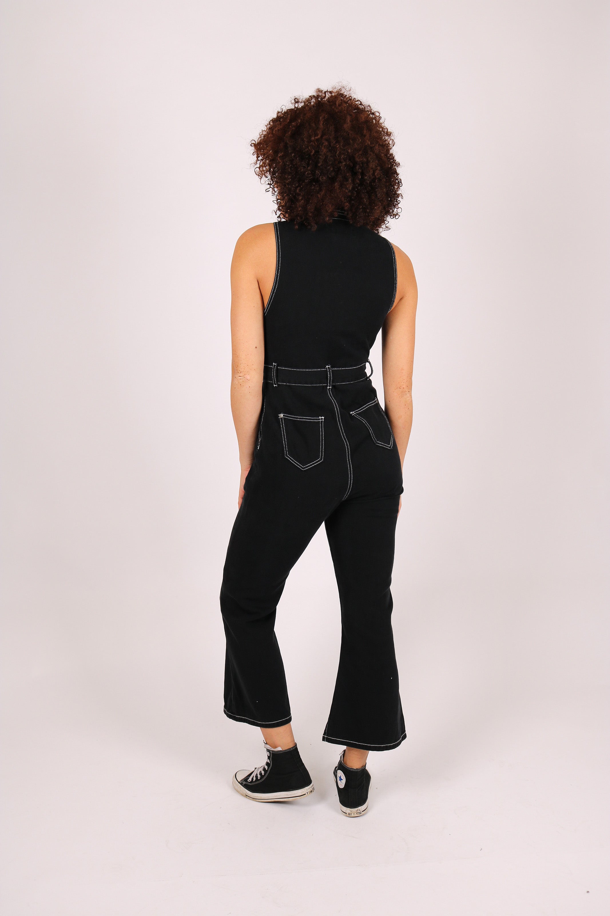 Wyoming Denim Jumpsuit With Kick Flare In Black