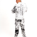Angel Renaissance Printed Oversized Denim Jacket in White