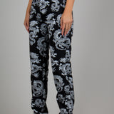 All-Over Dragon Print Straight Leg Jean