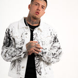Angel Renaissance Printed Oversized Denim Jacket in White
