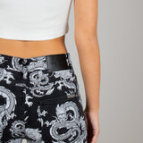 All-Over Dragon Print Straight Leg Jean