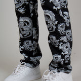 All-Over Dragon Print Straight Leg Jean