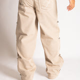 Relaxed Baggy Fireman Clasp Jeans in Ecru