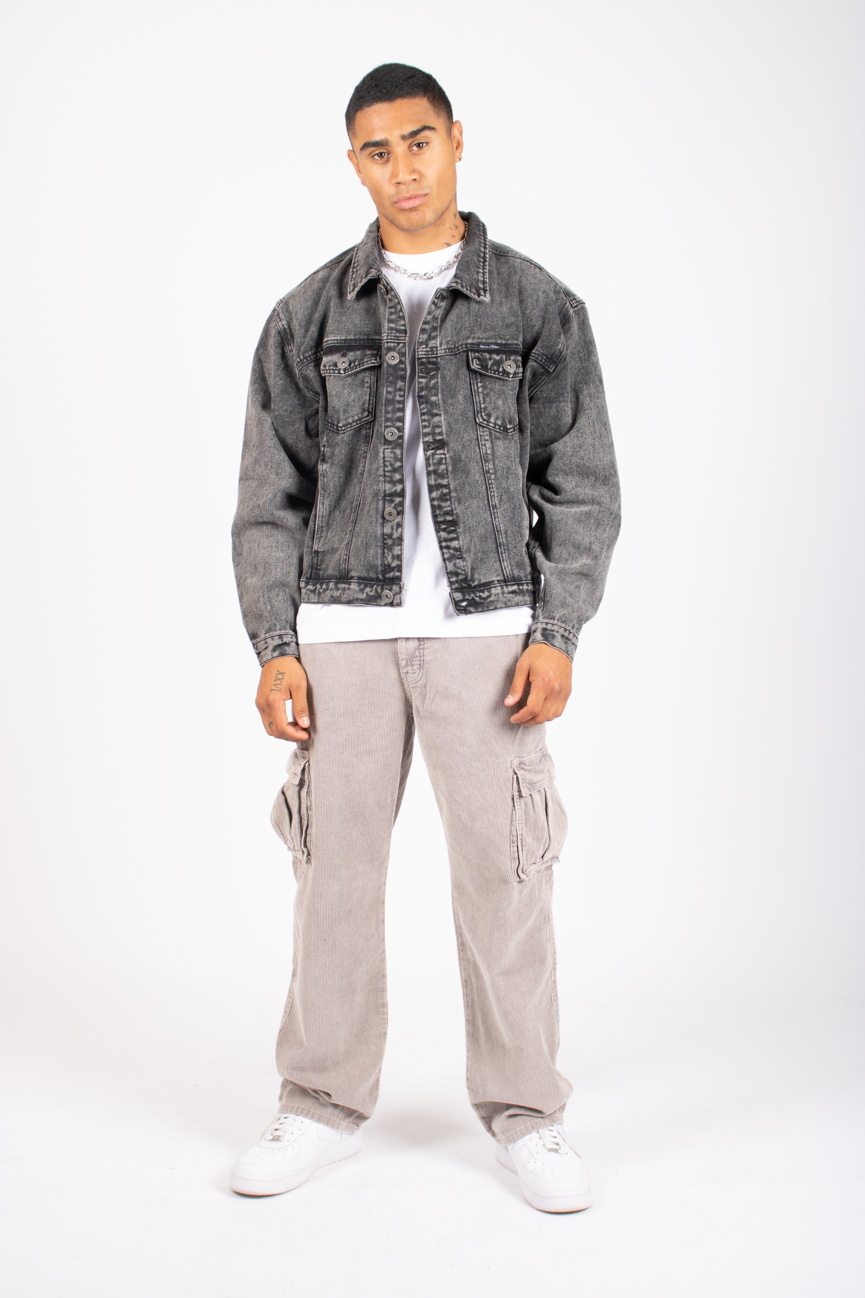 Jaden Acid Grey Oversized Denim Jacket