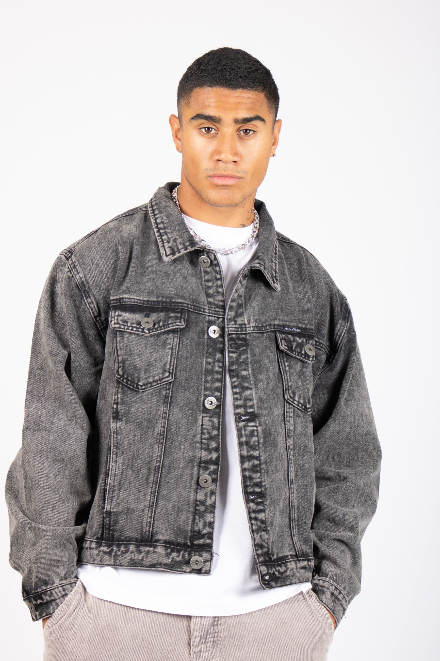 Jaden Acid Grey Oversized Denim Jacket