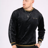 Playas Slim Fit Gold Trim Velour Black Sweater