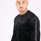 Playas Slim Fit Gold Trim Velour Black Sweater