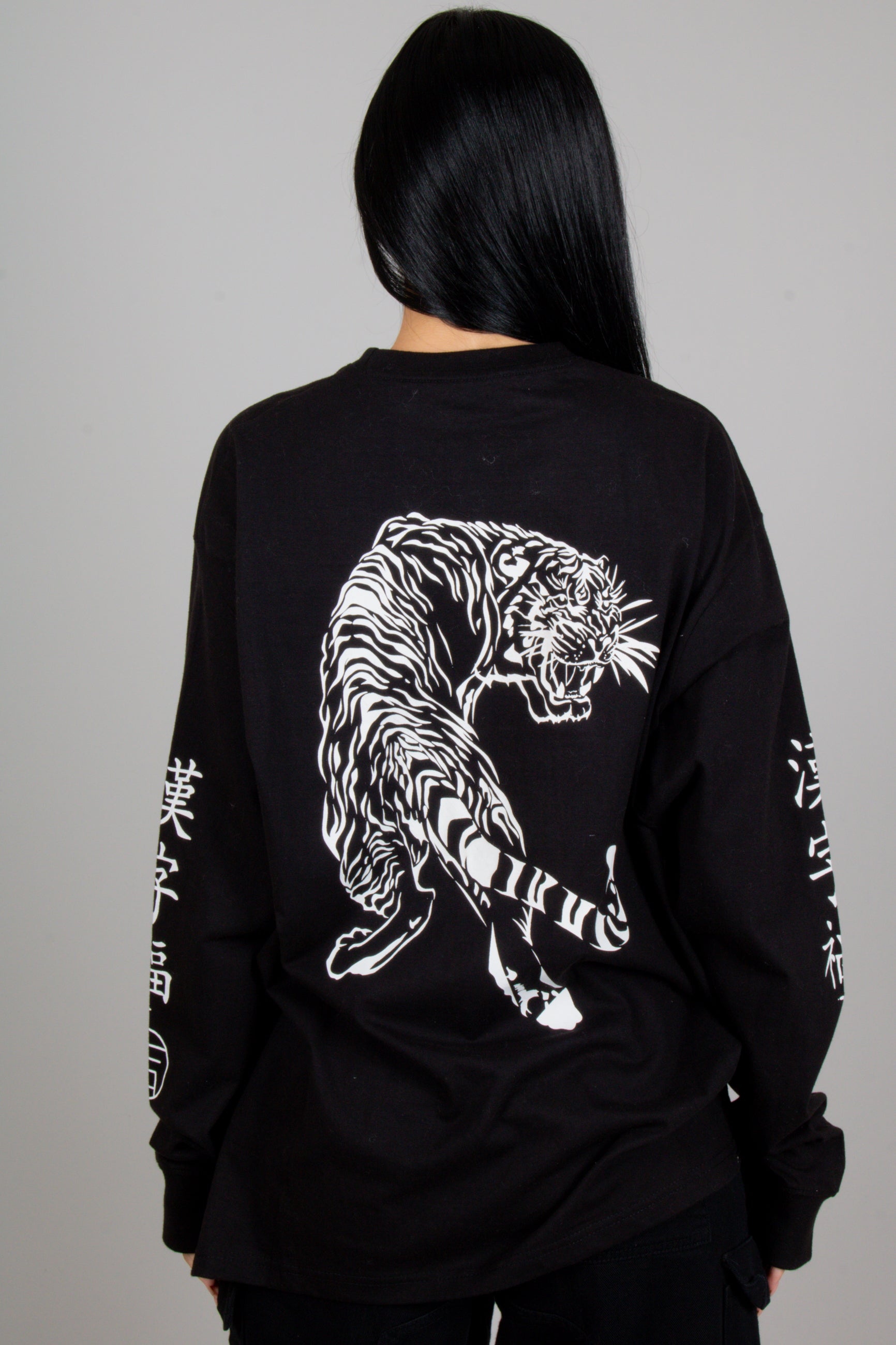 Tiger Print Oversized Long Sleeve T-Shirt