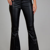 FAE Black Faux Leather Flair Trousers