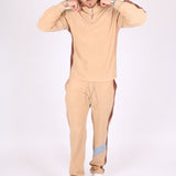 Polar Beige Straight Leg Jogger In Retro Sports Stripe